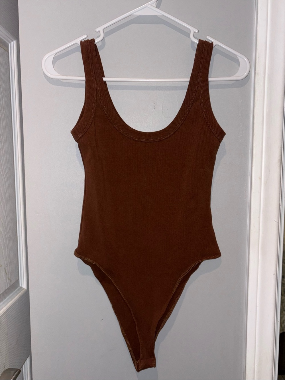 Brown Ribbed One-Piece Bodysuit
